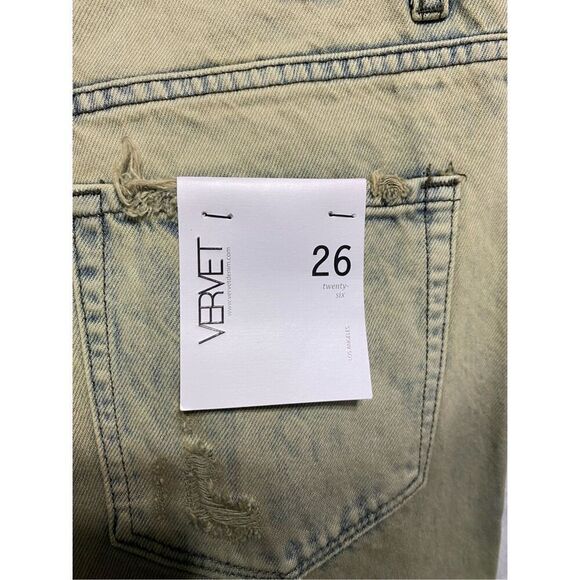 VERVET, Super High Rise Criss Cross Waistband Crop Straight Jeans, Olive new siz - Picture 10 of 11